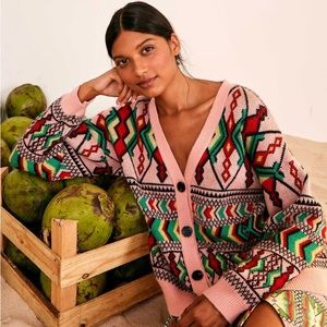 FARM RIO PINK AMULET CARDIGAN SIZE S